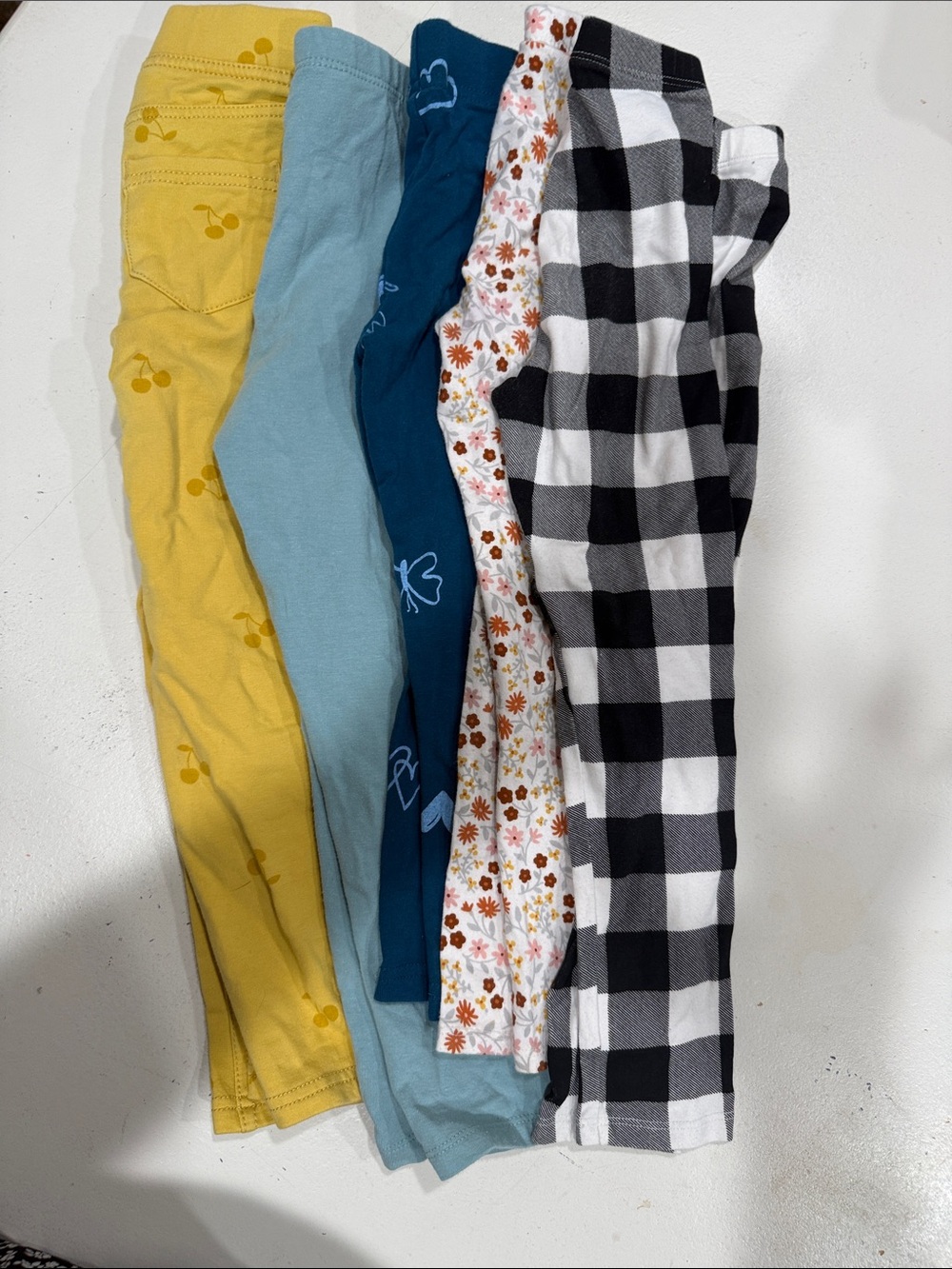 Kids Leggings Pack - Yellow, Light Blue, Teal, Floral, Black/White Plaid